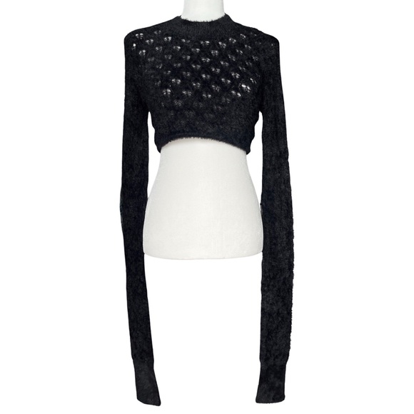 For Love And Lemons Sweaters - For Love And Lemons Black Cropped Sweater